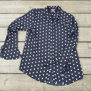 Vince Camuto black and white polka dot blouse